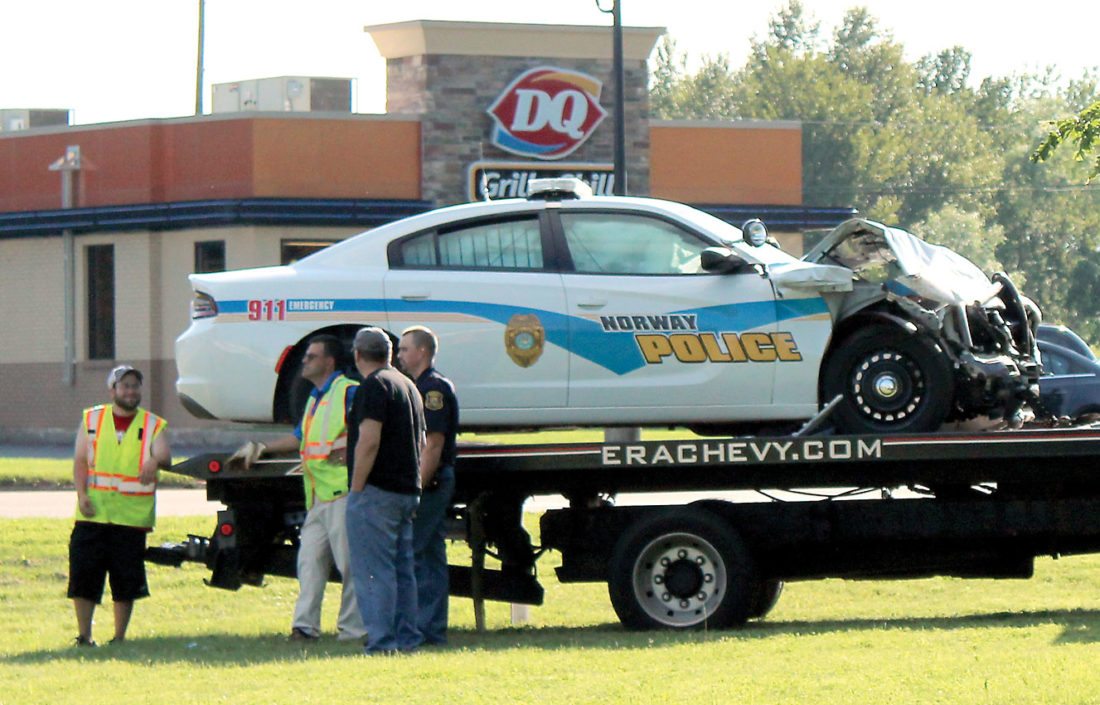 Norway Police Department squad involved in a twovehicle crash News